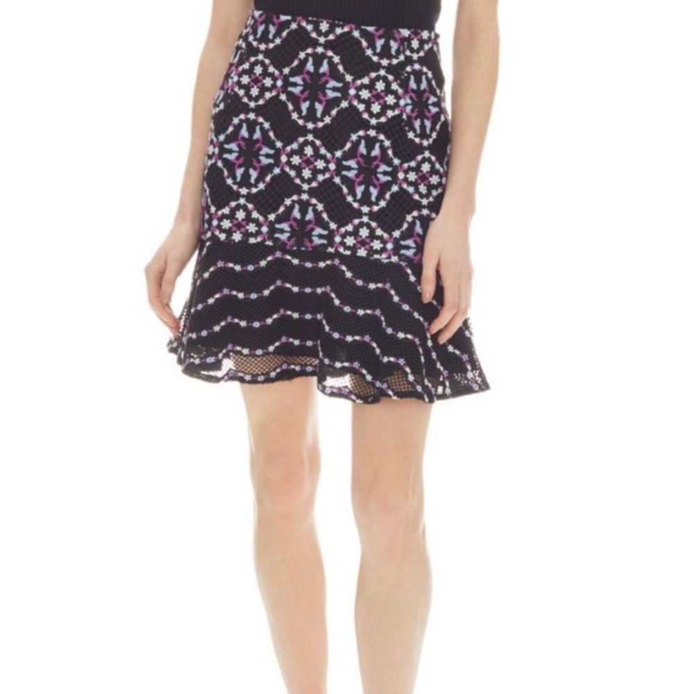 Sandro Ornel Fluted Embroidered Guipure Lace Skirt